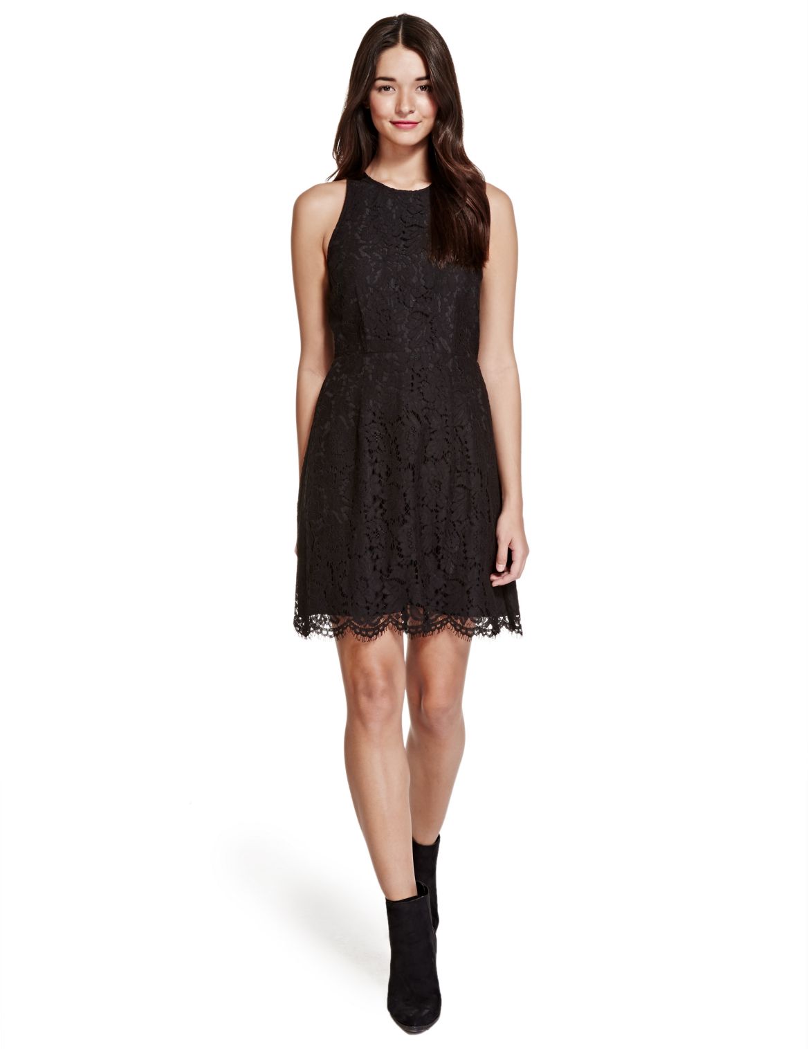 Fit & Flare Lace Dress Black Mix | Skigen