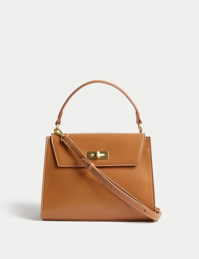 Faux Leather Top Handle Tote Bag M S Collection M S