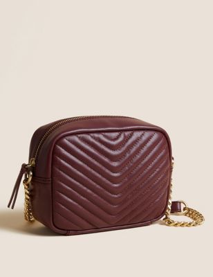 Leather Quilted Camera Cross Body Bag