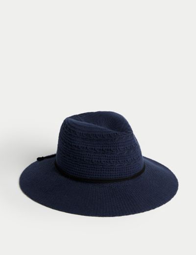 Cotton Rich Packable Fedora Hat, M&S Collection