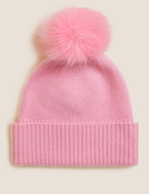 Pure Cashmere Knitted Pom Hat