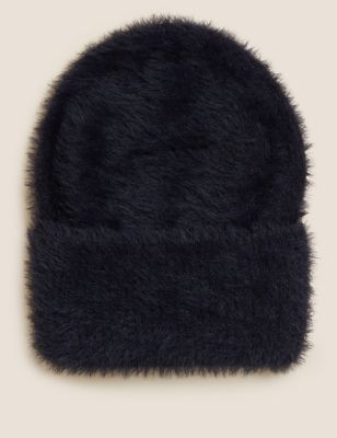 Fluffy Textured Turn Up Beanie Hat