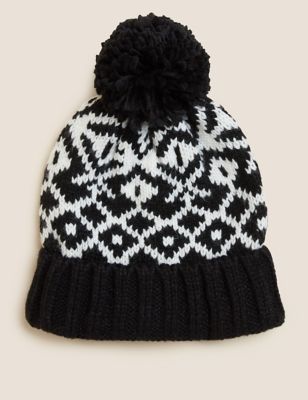Knitted Fair Isle Pom Hat