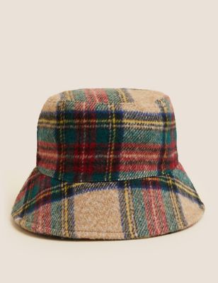 Checked Bucket Hat with Wool