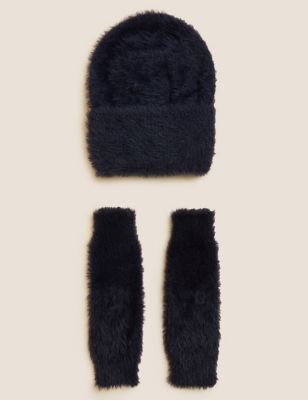 Fluffy Hat & Gloves Gift Set