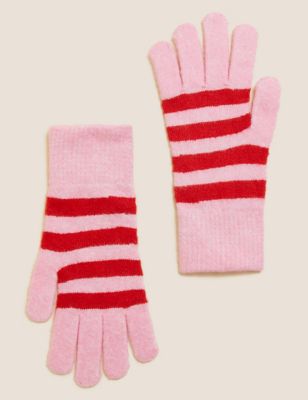 Knitted Striped Touchscreen Gloves