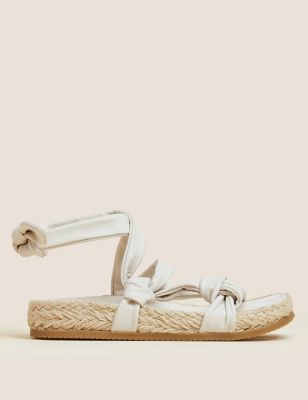 Leather Knot Strappy Espadrilles
