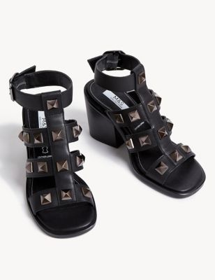 Leather Block Heel Gladiator Sandals