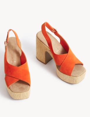 Suede Crossover Platform Sandals