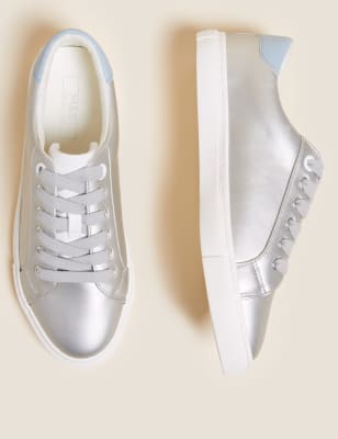 slip on silver trainers