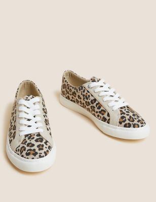 Lace Up Leopard Print Trainers