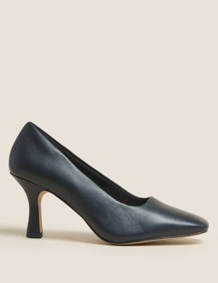 Leather Square Toe Court Shoes