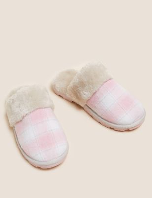 Checked Clog Mule Slippers