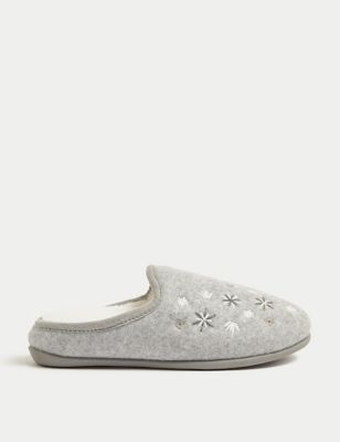 Embroidered Mule Slippers with Freshfeet™