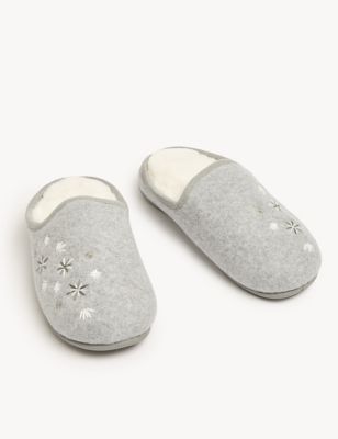 Embroidered Mule Slippers with Freshfeet™