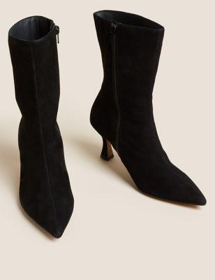 Suede Stiletto Heel Pointed Sock Boots