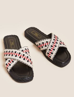 Woven Strappy Flat Espadrilles