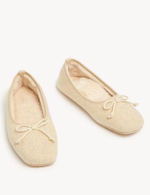 Faux Fur Lined Ballerina Slippers