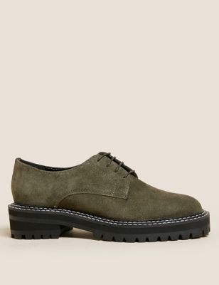 Suede Chunky Lace Up Loafers