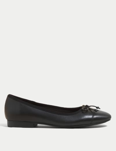 Leather Bow Flat Ballet Pumps CLARKS M S