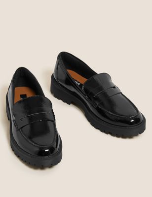 Leather Cleated Flatform Loafers