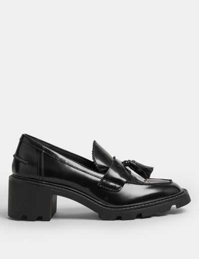 Stacked heel 2025 loafers