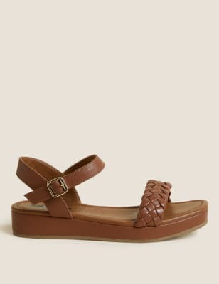 brown slip on sandals womens