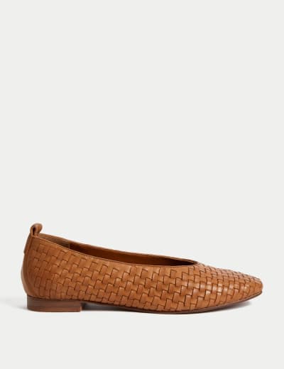 Woven leather ballet hot sale flats