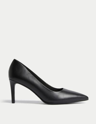 Wide Fit Leather Kitten Heel Court Shoes M S Collection M S