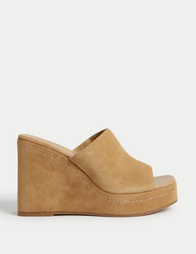Suede wedge mules hotsell