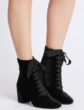 marks and spencer black lace up boots