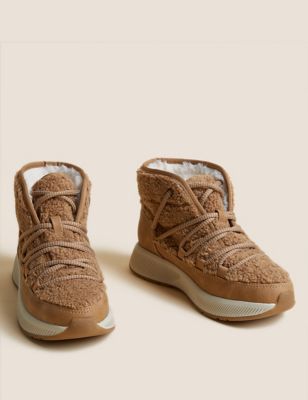 Borg Lace Up Winter Boots