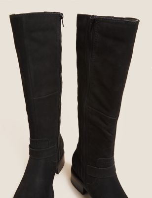 Wide Fit Leather Flat Knee High Boots Marks & Spencer Women Shoes Boots Thigh High Boots 