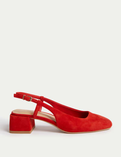 Suede Block Heel Slingback Sandals M S Collection M S