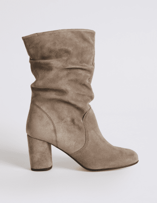 mid shaft block heel boots