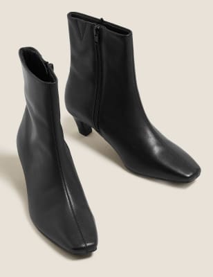 flat heel leather ankle boots