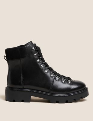 Leather Hiker Lace Up Ankle Boots