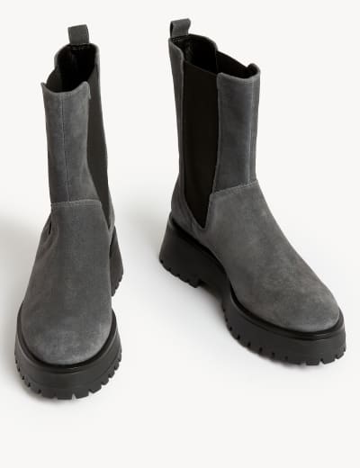 Leather Chelsea Flatform Ankle Boots M S Collection M S