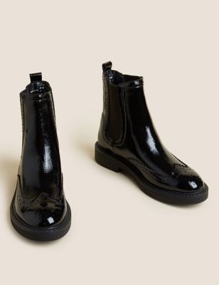 Leather Chelsea Flat Ankle Boots