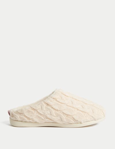 Borg Heart Faux Fur Cuff Mule Slippers Boux Avenue M S