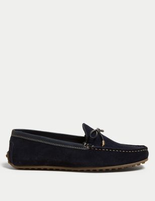 Wide Fit Suede Bow Boat Shoes