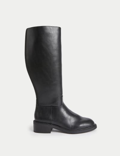 Socofy bohemian splicing pattern flat leather knee boots discount