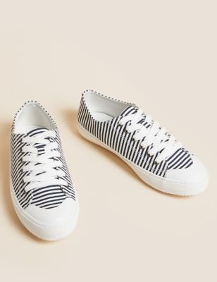 Canvas Lace Up Printed Trainers