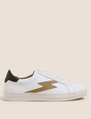 Lace Up Leather Side Detail Trainers