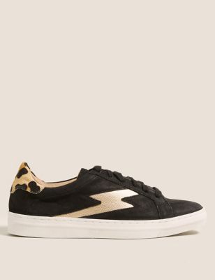 Lace Up Leather Side Detail Trainers