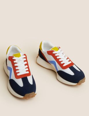Leather Lace Up Side Detail Trainers