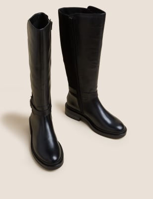 black flat knee high boots
