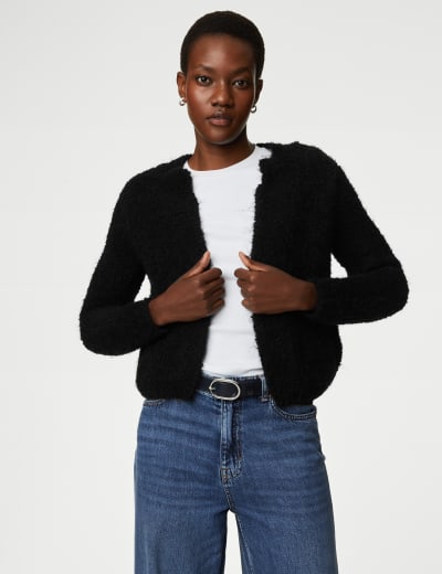 Pure Cashmere Textured Crew Neck Cardigan Autograph M S