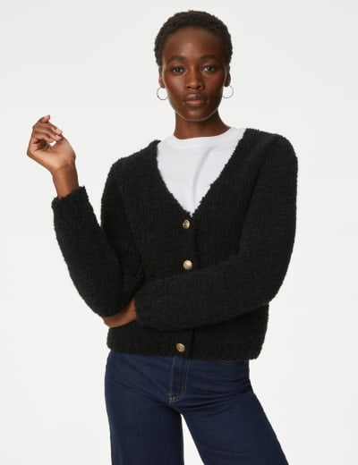 Textured Edge to Edge Knitted Jacket M S Collection M S
