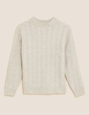 Recycled Blend Textured Crew Neck Jumper